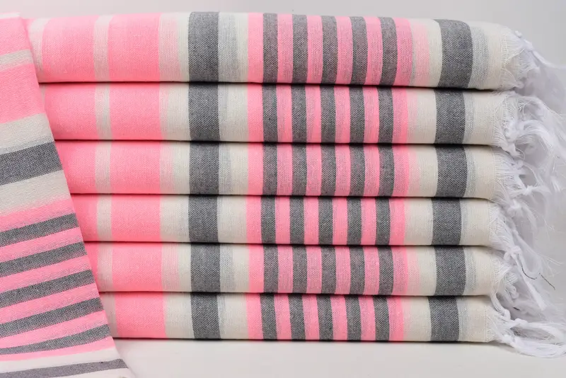 Wedding Favors Monogram Turkish Towel, 67x40 Inches Bright Pink-Dark Gray