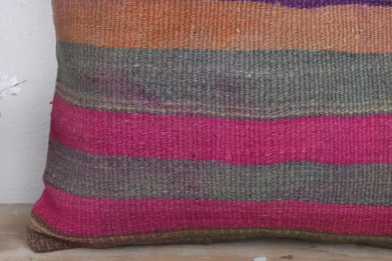 Vintage Pillow, Turkish Pillow, Pillow for Sofa, Vintage Throw Cushion Case, Cushion Case, Kilim Rug Cushion, 20x20 Purple Pillow, Cotton Cushion - 3