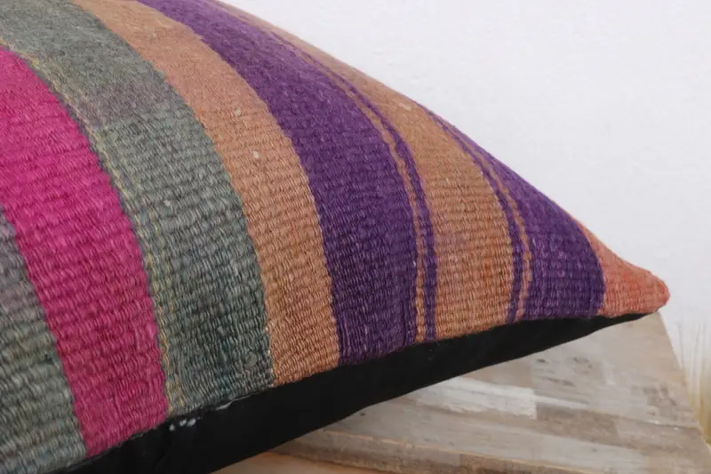 Vintage Pillow, Turkish Pillow, Pillow for Sofa, Vintage Throw Cushion Case, Cushion Case, Kilim Rug Cushion, 20x20 Purple Pillow, Cotton Cushion - 6