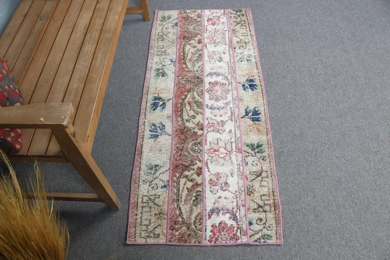 Alfombra naranja del suroeste, 2x4,7 pies con detalles en beige