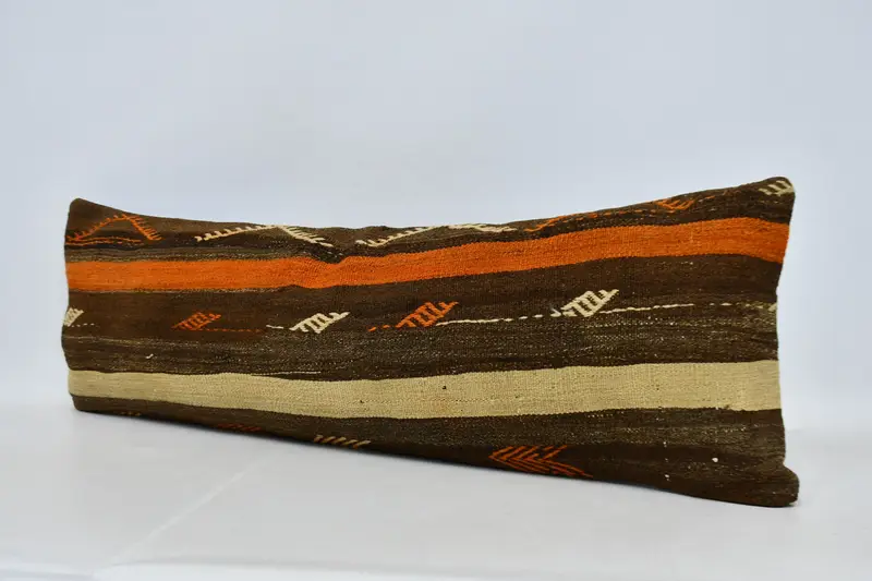 Kilim Pillow Cover, Lounge Throw Cushion Cover, 16x48 Brown Cushion Cover, Pet Pillow, Pillow Sham, Handmade Kilim Cushion, Interior Designer Pillow - 4