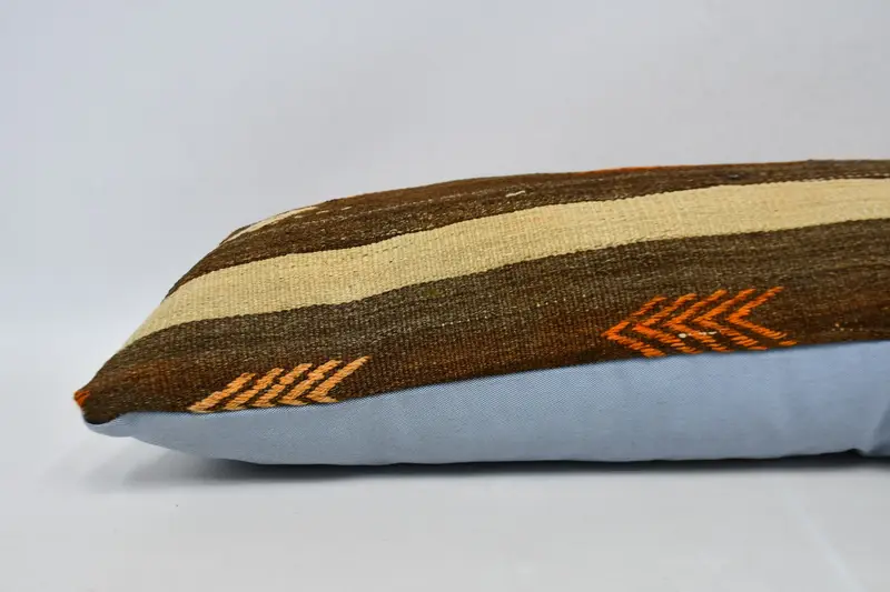 Kilim Pillow Cover, Lounge Throw Cushion Cover, 16x48 Brown Cushion Cover, Pet Pillow, Pillow Sham, Handmade Kilim Cushion, Interior Designer Pillow - 6