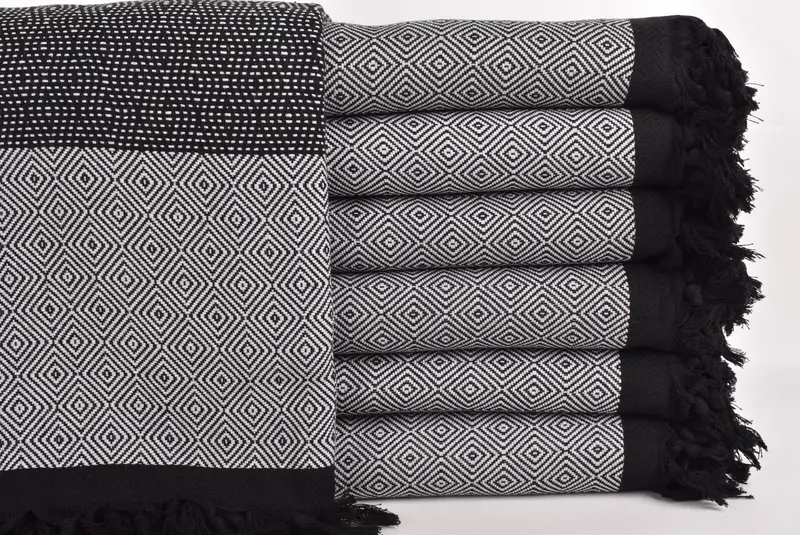 Bachelorette Party Favors, Monogram Blanket, Woven Blanket, 100x80 Cotton Diamond Towel, Boyfriend Gift, Spooky Bachelorette Party, Organic Throw - 2