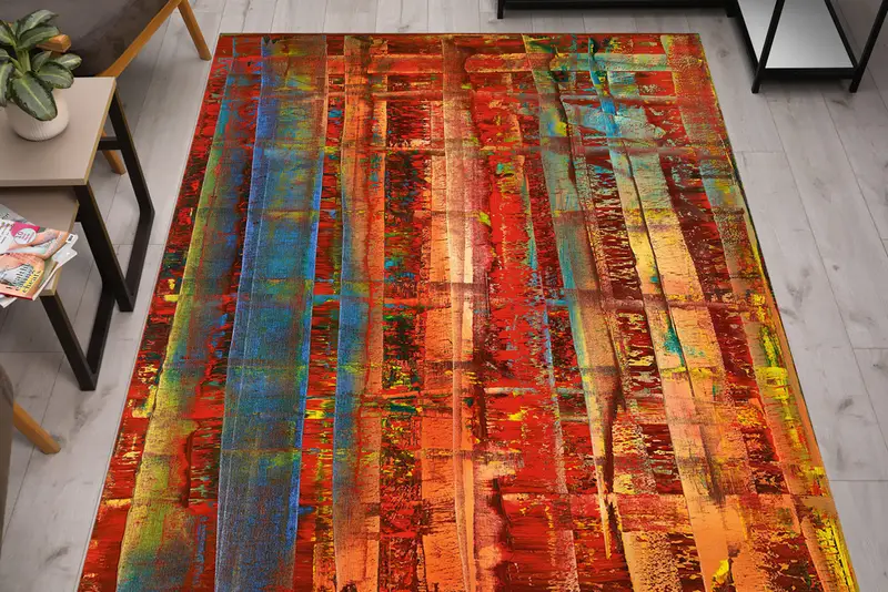 モダンな抽象プリントラグ：トレンディ、エレガント、傑作デザイン