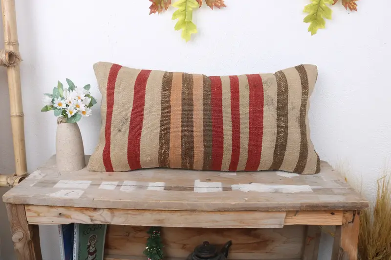 12x24 Beige Cushion Case, Shabby Chic Pillow Cover, Pillow for Sofa, Southwestern Pillow Sham, Turkish Pillow, Pillow, Pillow for Couch - 1