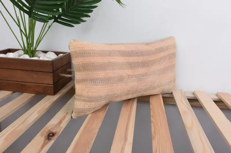 Antique Pillows, Vintage Kilim Pillow, 8x16 Beige Pillow Cover, Cushion, Kilim Cushion Sham, Nomadic Pillow Case, Turkish Corner Cushion Cover - 4