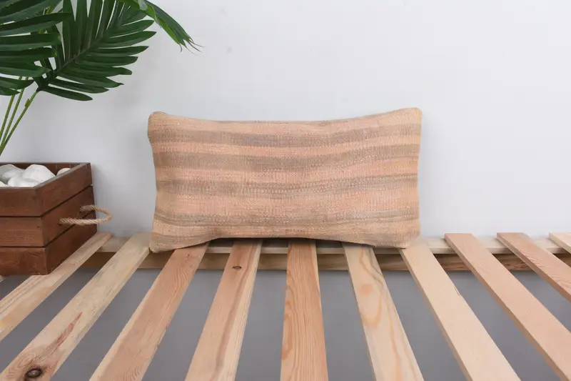 Antique Pillows, Vintage Kilim Pillow, 8x16 Beige Pillow Cover, Cushion, Kilim Cushion Sham, Nomadic Pillow Case, Turkish Corner Cushion Cover - 1