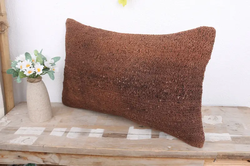 12x20 Brown Pillow, Vintage Pillow, Interior Designer Pillow, Cushion, Vintage Kilim Throw Pillow, Designer Throw Cushion - 4