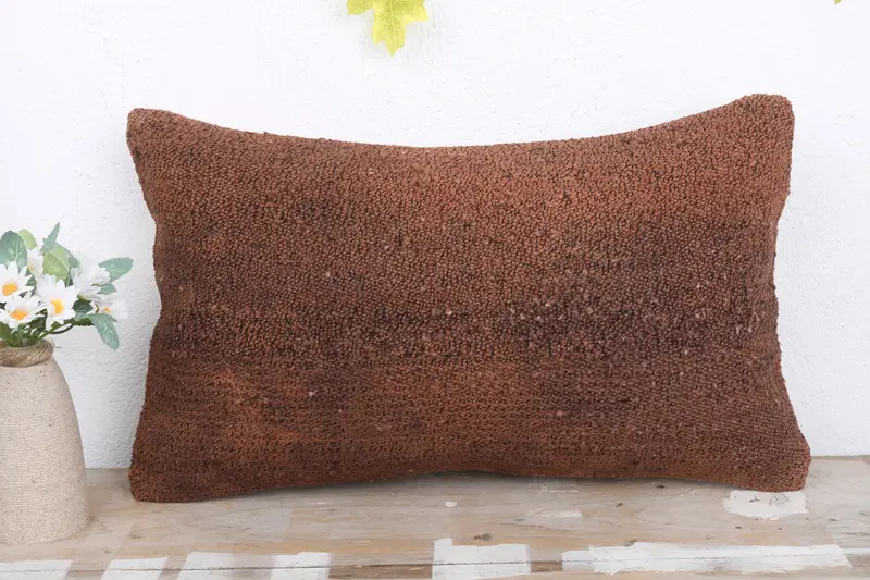 12x20 Brown Pillow, Vintage Pillow, Interior Designer Pillow, Cushion, Vintage Kilim Throw Pillow, Designer Throw Cushion - 2