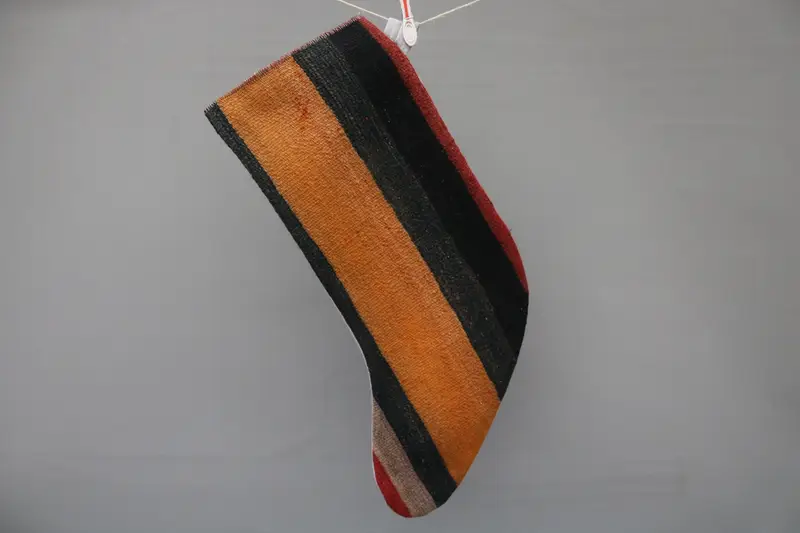 お祭りレッド&オレンジクリスマスオーナメントストッキング、幅9インチストッキング