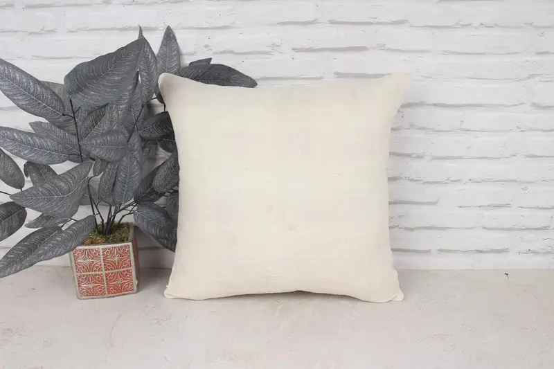 Pillow Sham, Seat Cushion Case, 18x18 White Pillow, Yoga Cushion, Boho Pillow, Turkish Bench Pillow Case, Gift Pillow, Boho Pillow Sham Cover - 1