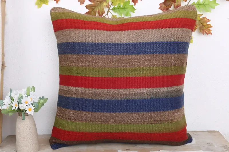 Vintage Pillow, 20x20 Blue Pillow Sham, Ethnical Kilim Rug Pillow, Nomadic Cushion Case, Cushion, Accent Throw Cushion Cover, Pillow for Couch - 2
