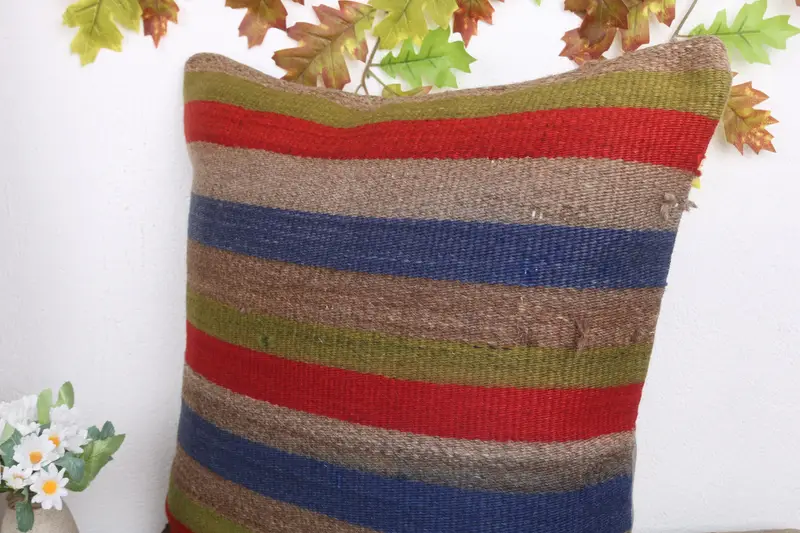 Vintage Pillow, 20x20 Blue Pillow Sham, Ethnical Kilim Rug Pillow, Nomadic Cushion Case, Cushion, Accent Throw Cushion Cover, Pillow for Couch - 5