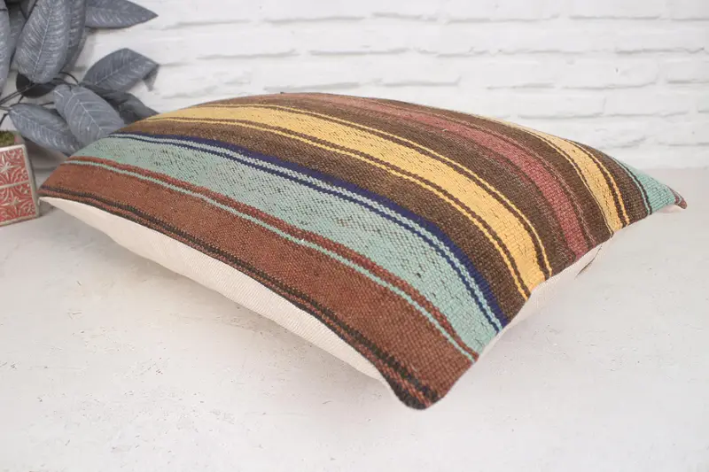 Boho Pillow Sham Cover, Vintage Kilim Throw Pillow, Gift Pillow, 16x24 Yellow Cushion Cover, Pillow Sham, Tribal Pillow Case, Armchair Pillow Sham - 6