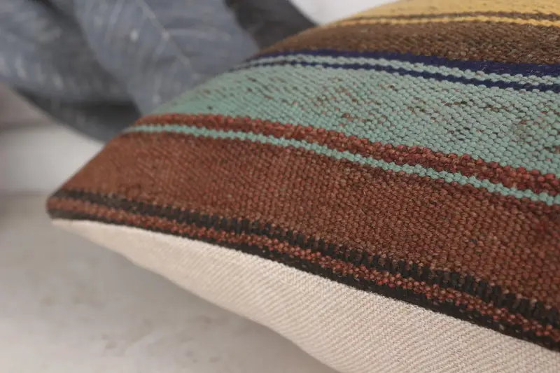 Boho Pillow Sham Cover, Vintage Kilim Throw Pillow, Gift Pillow, 16x24 Yellow Cushion Cover, Pillow Sham, Tribal Pillow Case, Armchair Pillow Sham - 7