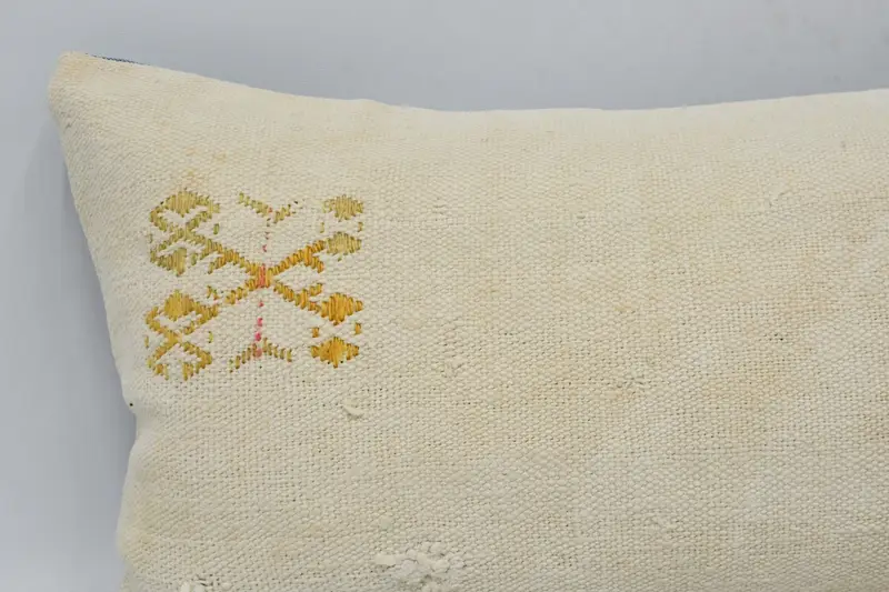 Sofa Bolster Pillow, Couch Cushion Cover, Boho Pillow, Kilim Cushion Sham, Turkish Pillow, Pillow Sham, Aztec Pillow Sham, 12x36 White Pillow Sham - 2