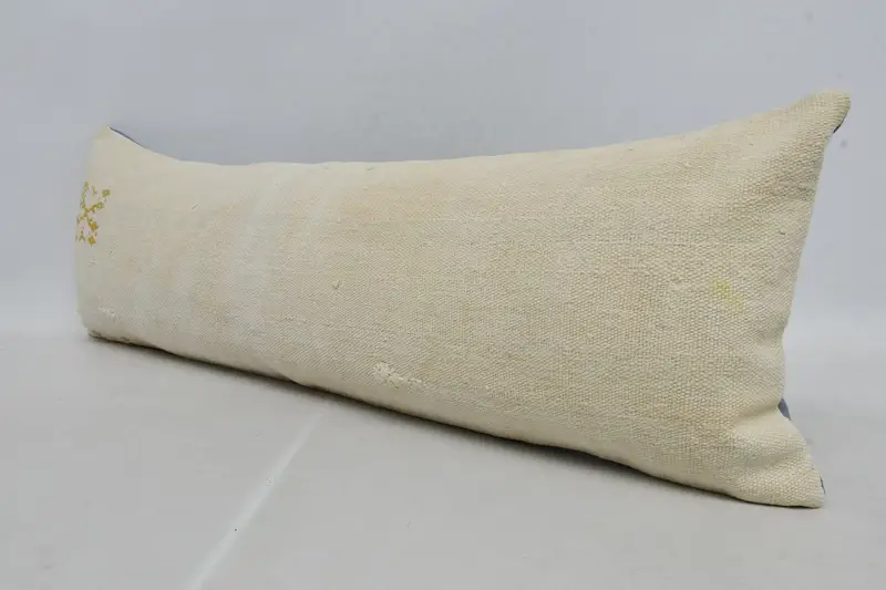 Sofa Bolster Pillow, Couch Cushion Cover, Boho Pillow, Kilim Cushion Sham, Turkish Pillow, Pillow Sham, Aztec Pillow Sham, 12x36 White Pillow Sham - 4