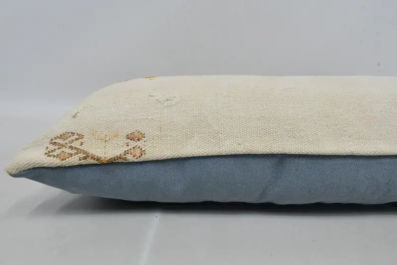 Sofa Bolster Pillow, Couch Cushion Cover, Boho Pillow, Kilim Cushion Sham, Turkish Pillow, Pillow Sham, Aztec Pillow Sham, 12x36 White Pillow Sham - 6