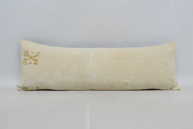 Sofa Bolster Pillow, Couch Cushion Cover, Boho Pillow, Kilim Cushion Sham, Turkish Pillow, Pillow Sham, Aztec Pillow Sham, 12x36 White Pillow Sham - 1