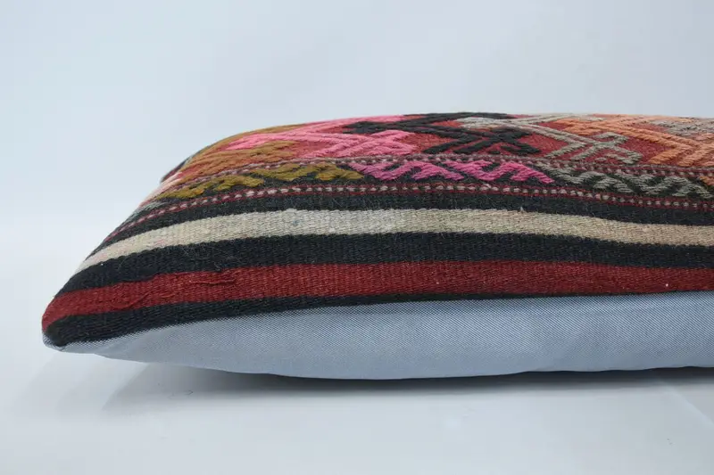 16x48 Red Cushion Cover, Knitted Cushion Cover, Turkish Pillow, Boho Pillow Sham Cover, Handmade Kilim Cushion, Pillow Sham - 5