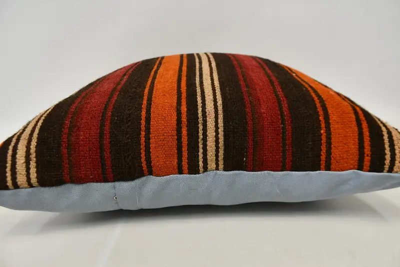 Turkish Pillow, Cushion, Sofa Bolster Cushion Case, Vintage Kilim Pillow, 24x24 Orange Pillow Sham, Handmade Kilim Cushion, Outdoor Pillow Cover - 6