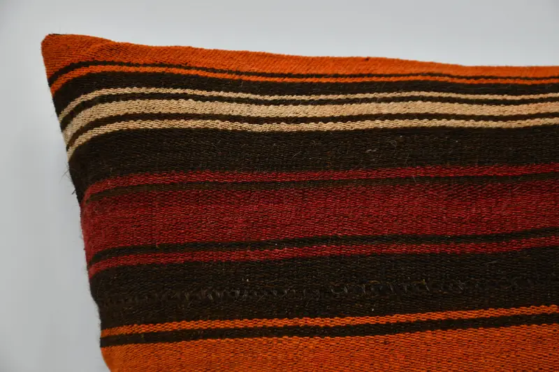 Turkish Pillow, Cushion, Sofa Bolster Cushion Case, Vintage Kilim Pillow, 24x24 Orange Pillow Sham, Handmade Kilim Cushion, Outdoor Pillow Cover - 2