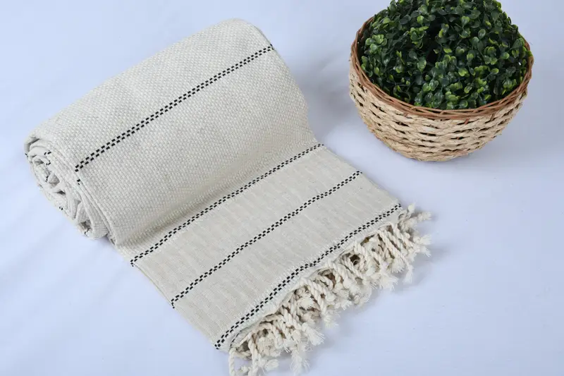 104x96 Linen Striped Towel, Bridal Shower Gift, Turkish Blanket Queen, Custom Blanket, Personalized Wedding Gift For Couple, Personalized Gifts - 4