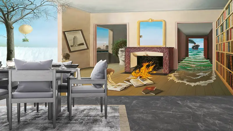 Wall Paper Peel and Stick, Custom Wall Paper, Bright Wall Paper, Girl Mural, Surreal Wall Mural, Dominique Appia Wall Painting, - 6