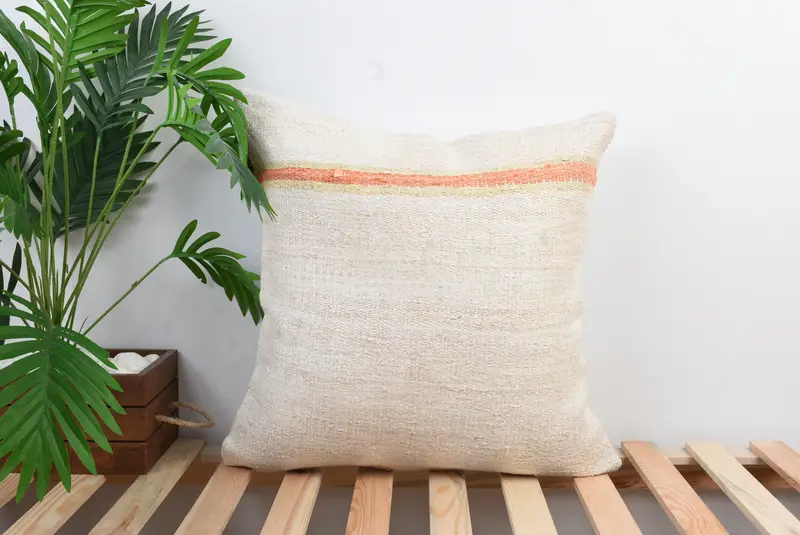 20x20 White Cushion Case, Throw Kilim Pillow, Pillow for Couch, Personalized Gift Pillow Pillow, Cushion, Vintage Kilim Throw Pillow - 1