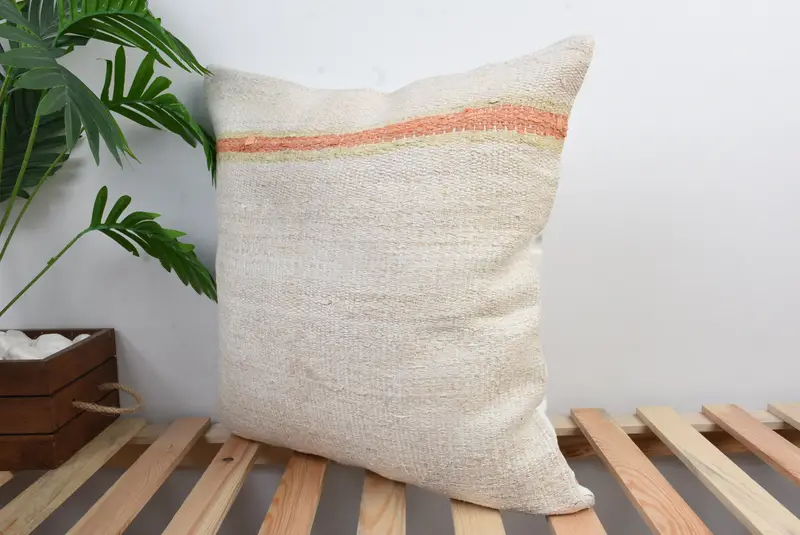 20x20 White Cushion Case, Throw Kilim Pillow, Pillow for Couch, Personalized Gift Pillow Pillow, Cushion, Vintage Kilim Throw Pillow - 4