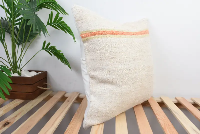 20x20 White Cushion Case, Throw Kilim Pillow, Pillow for Couch, Personalized Gift Pillow Pillow, Cushion, Vintage Kilim Throw Pillow - 5
