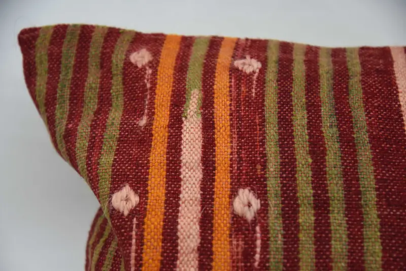 Handmade Throw Pillow Case, Pillow Sham, 20x28 Orange Cushion Case, Throw Kilim Pillow, Pillow for Sofa, Vintage Kilim Pillow - 2