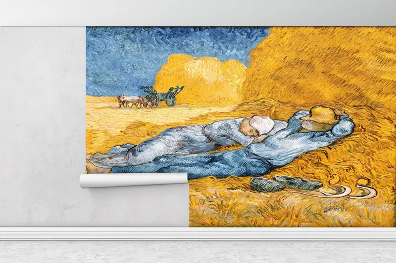 Van Gogh After Millet Wallpaper, Living Room Wall Art, Sleeping Couple Wall Mural, Modern Artwork, Self Adhesive Paper, Farmhouse Wall Decor - 2