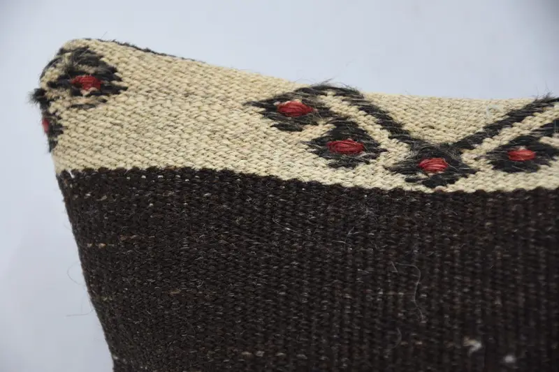 Pillow Case, Throw Kilim Pillow, Anatolian Pillow, Vintage Pillow, Boho Pillow Sham Cover, Anatolian Pillow Sham, 12x20 Brown Cushion Cover - 2
