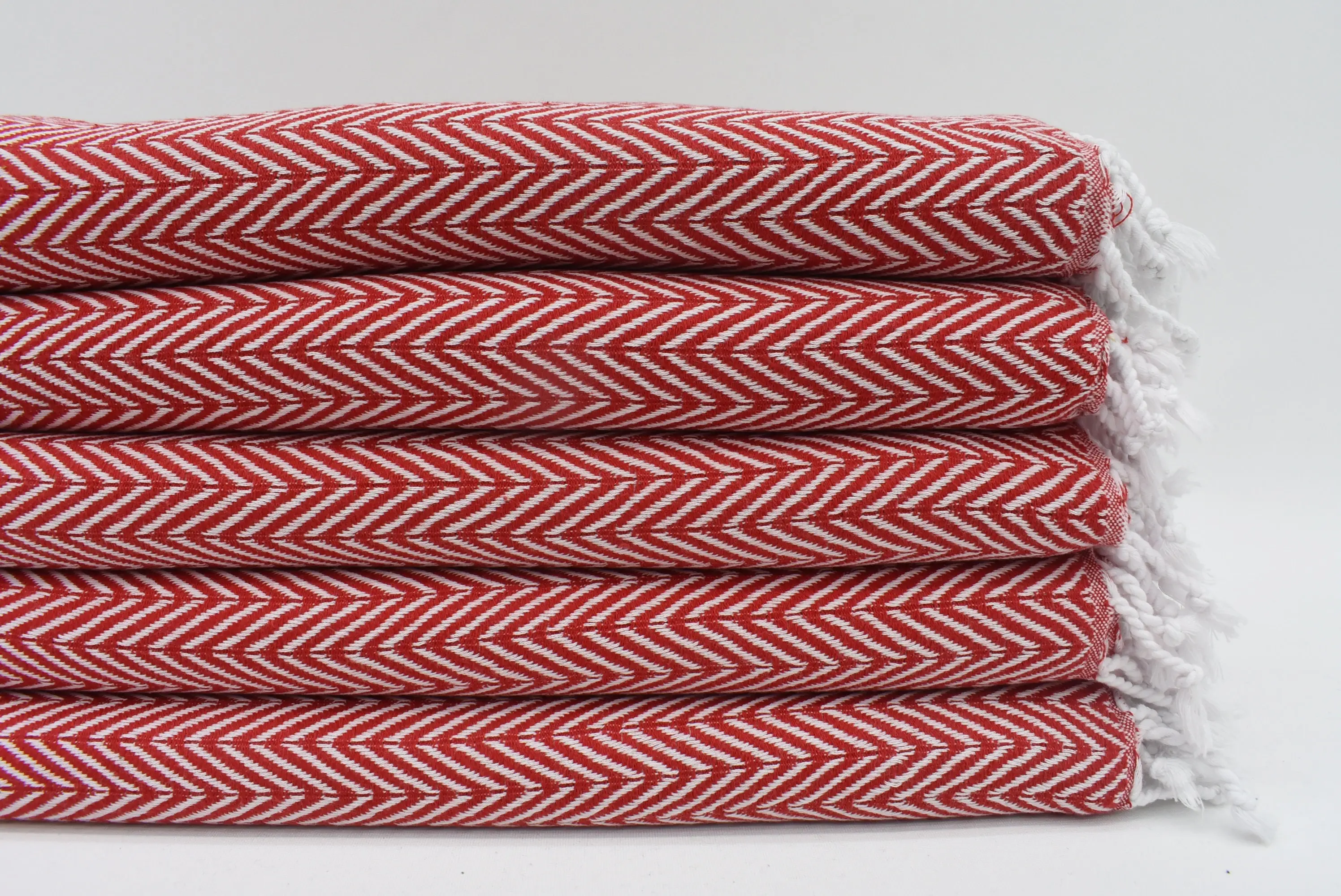 Personalized Red Zig Zag Turkish Beach Towel, 67x40 Inches - 1