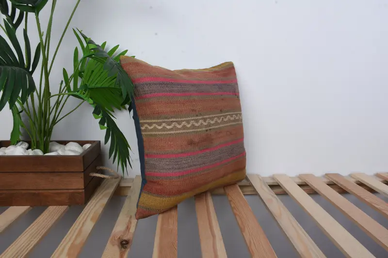 Seat Pillow Case, 16x16 Red Cushion Case, Antique Pillows, Outdoor Throw Cushion Cover, Home Decor Pillow, Kilim Cushion Sham, Cushion Cover - 4