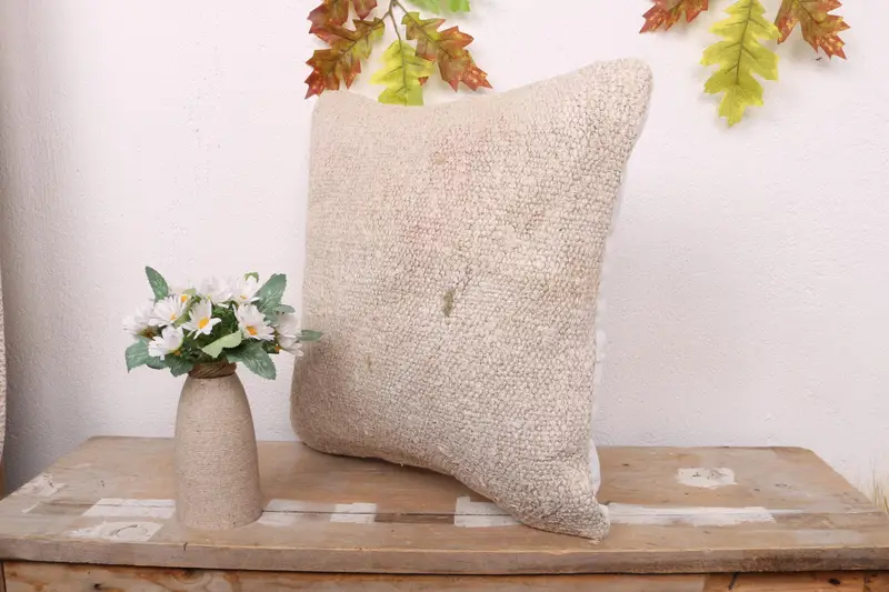 Outdoor Cushion, Kilim Cushion Sham, Pillow Sham, Ethnical Kilim Rug Pillow, 16x16 White Pillow Cover, Chair Cushion Cover, Pillow for Couch - 4