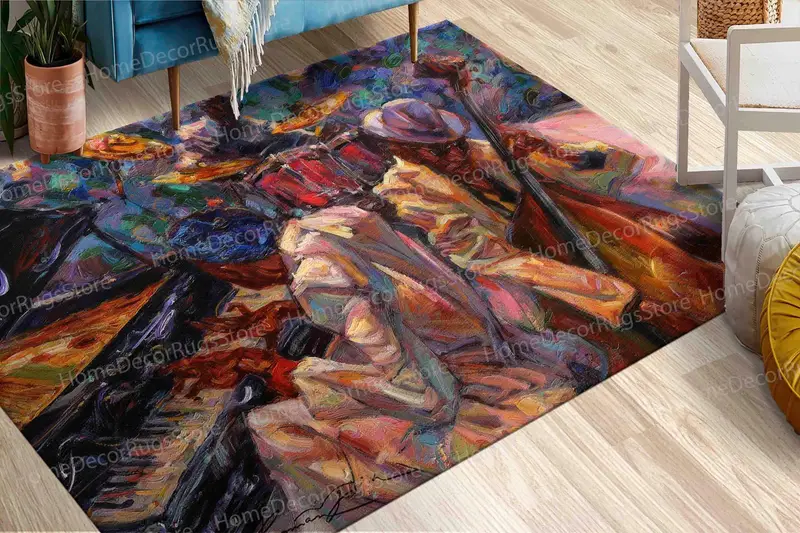 Jazz Club Melody Printed Rug: Vibrant Music Room Decor