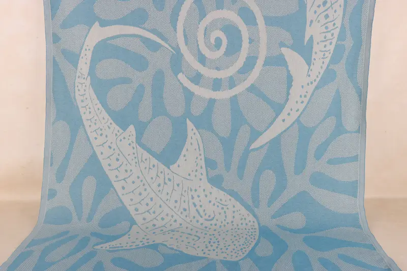 Strandtuch mit Monogramm, türkisfarbener Fisch aus türkischer Baumwolle, 40 x 71 Zoll