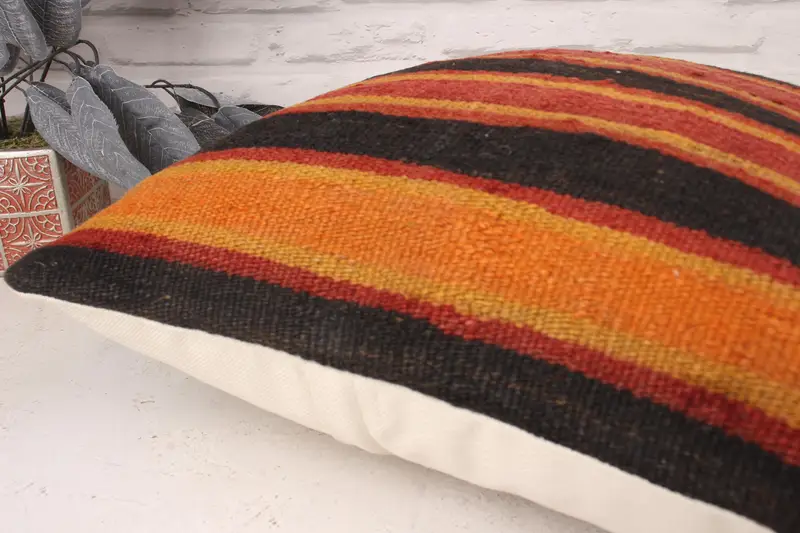 Pillow Sham, Outdoor Bolster Cushion Case, 18x18 Red Pillow Case, Ethnical Kilim Rug Pillow, Interior Designer Pillow, Kilim Pillow, Ikat Cushion - 6