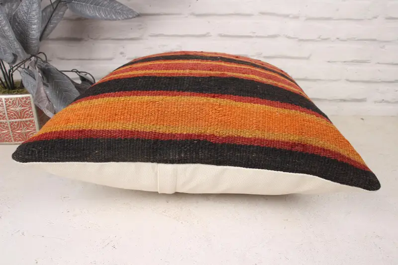 Pillow Sham, Outdoor Bolster Cushion Case, 18x18 Red Pillow Case, Ethnical Kilim Rug Pillow, Interior Designer Pillow, Kilim Pillow, Ikat Cushion - 5