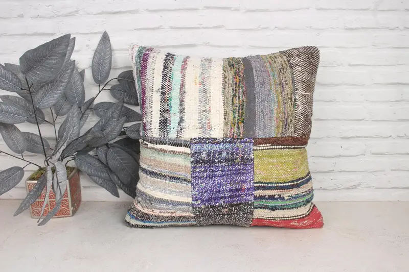 Armchair Pillow, 20x20 Purple Cushion, Vintage Pillow, Kilim Cushion Sham, Bohemian Cushion Cushion, Cushion Case, Gift Pillow - 1