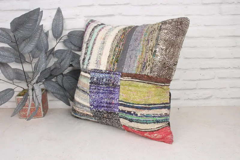 Armchair Pillow, 20x20 Purple Cushion, Vintage Pillow, Kilim Cushion Sham, Bohemian Cushion Cushion, Cushion Case, Gift Pillow - 4