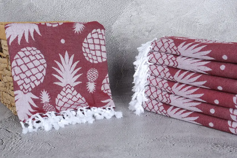 Valentines Day Gift Idea, Peshtemal Towel, 70x36 Cotton Pineapple Design Towel, Bachelorette Party Decorations, Organic towel, Custom Wedding Gift - 4