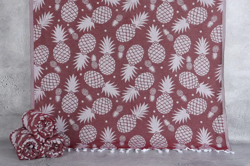 Valentines Day Gift Idea, Peshtemal Towel, 70x36 Cotton Pineapple Design Towel, Bachelorette Party Decorations, Organic towel, Custom Wedding Gift - 1
