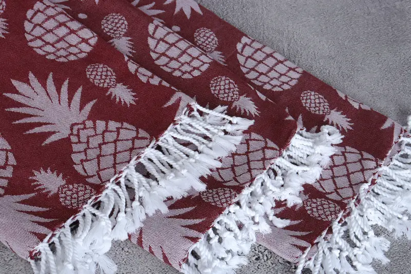 Valentines Day Gift Idea, Peshtemal Towel, 70x36 Cotton Pineapple Design Towel, Bachelorette Party Decorations, Organic towel, Custom Wedding Gift - 6
