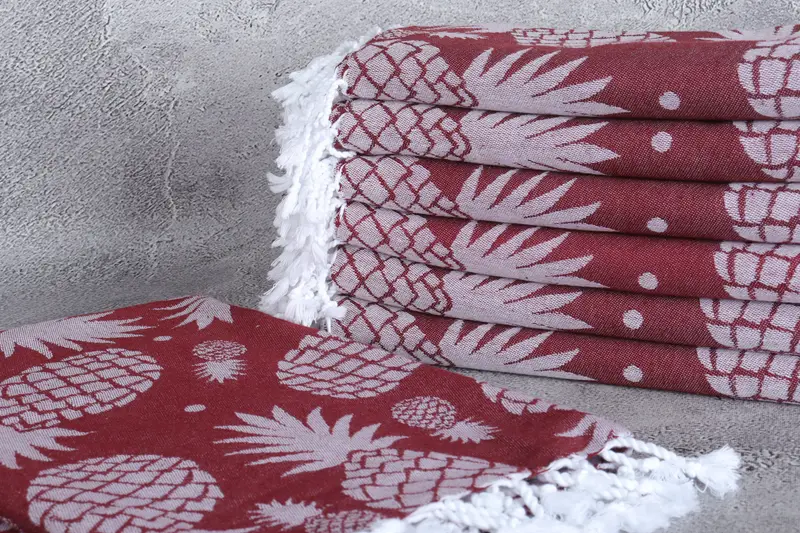 Valentines Day Gift Idea, Peshtemal Towel, 70x36 Cotton Pineapple Design Towel, Bachelorette Party Decorations, Organic towel, Custom Wedding Gift - 3