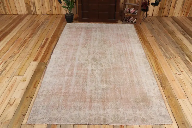 Türk Büyük Boy Halı 5.3x9 ft, Vintage Oushak Gri Yün Halı - 1