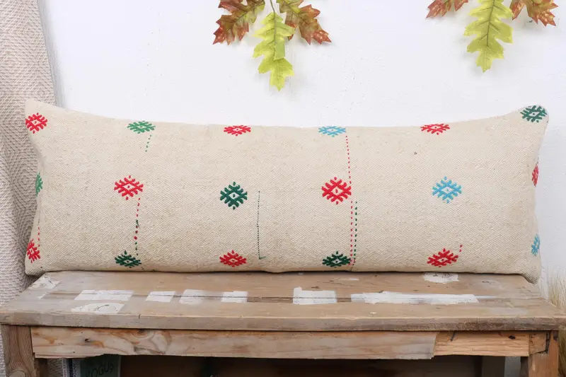 12x36 Red Cushion Case, Cushion Case, Vintage Kilim Pillow, Art Deco Pillow, Handmade Kilim Cushion, Interior Designer Pillow, Sofa Pillow Cover - 2
