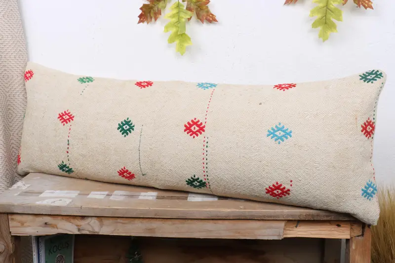 12x36 Red Cushion Case, Cushion Case, Vintage Kilim Pillow, Art Deco Pillow, Handmade Kilim Cushion, Interior Designer Pillow, Sofa Pillow Cover - 4